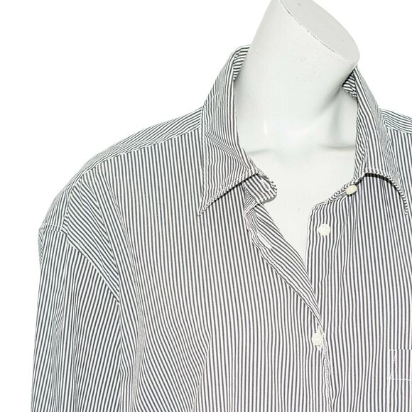 THE ANDAMANE Women's Oversize Stripe Georgiana Shirt White Gray 40 - Picture 10 of 11